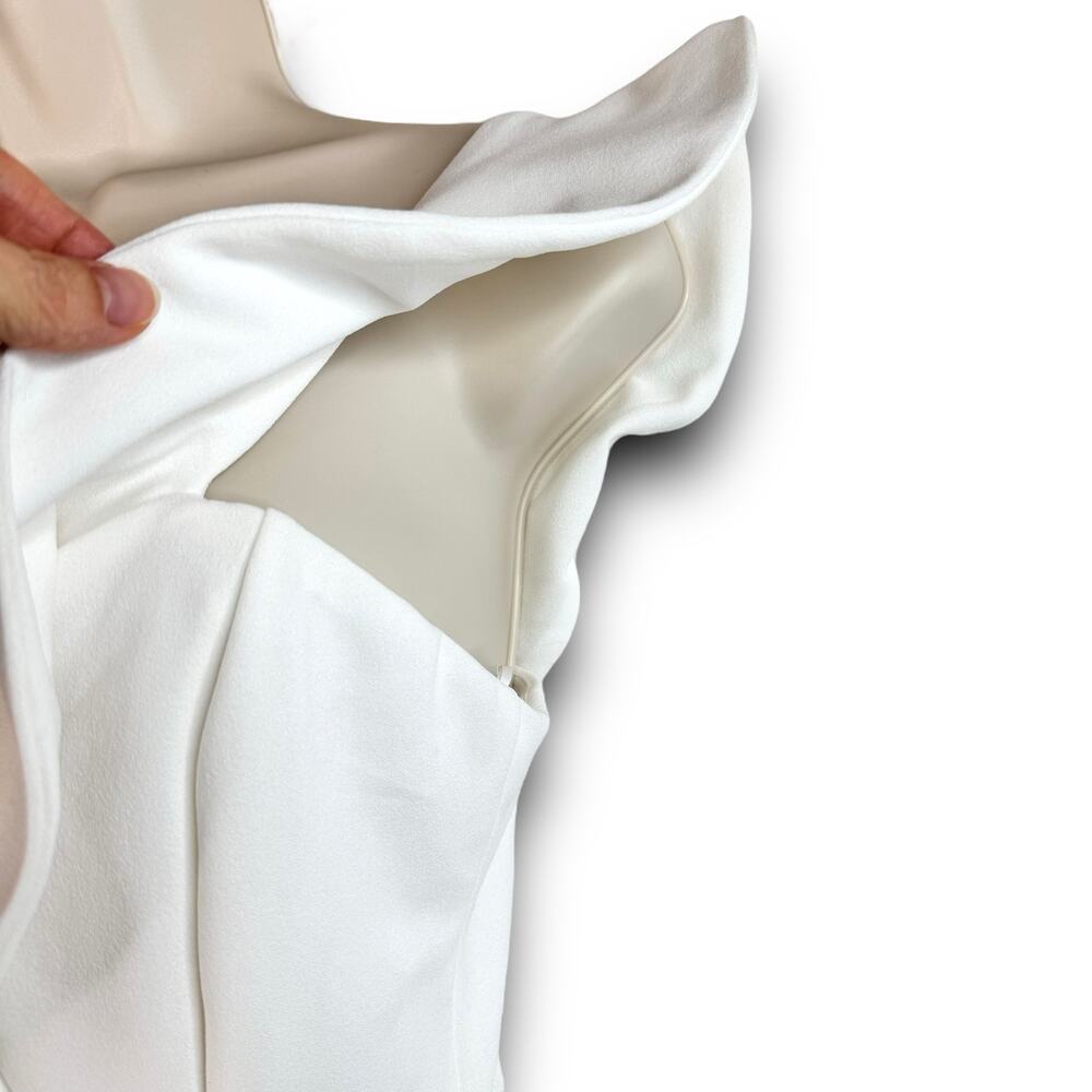 LUXXEL White Ruffle Romper One Piece Shorts Outfit Jumper Flutter Sleeves Small - Picture 4 of 8